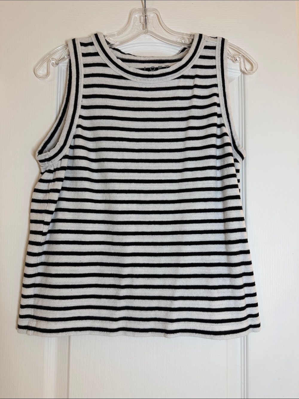 Loft Black & White Striped Sleeveless Knit Top